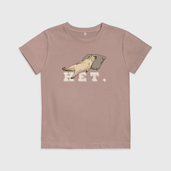Футболка хлопковая детская Котик мем, нет, не сегодня, цвет: пыльно-розовый