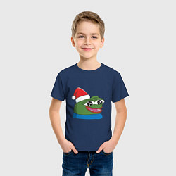 Футболка хлопковая детская Pepe, pepe happy, Пепе хеппи, pepe happy new year, цвет: тёмно-синий — фото 2