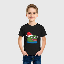 Футболка хлопковая детская Pepe, pepe happy, Пепе хеппи, pepe happy new year, цвет: черный — фото 2