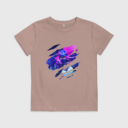 Футболка хлопковая детская KDA AKALI LOL FACE, цвет: пыльно-розовый