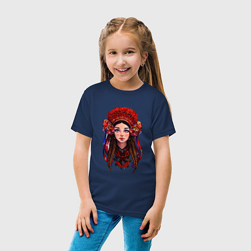 Детская футболка Славянская девушка / Тёмно-синий – фото 4