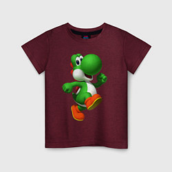 Футболка хлопковая детская 3d Yoshi, цвет: меланж-бордовый