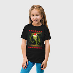 Футболка хлопковая детская Рождественский свитер Скептическая змея, цвет: черный — фото 2