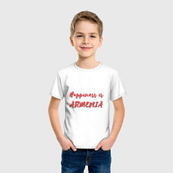 Футболка хлопковая детская Армения - Счастье, цвет: белый — фото 2