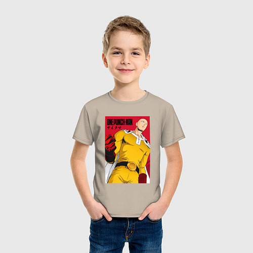 Детская футболка Сайтама Saitama Ванпанчмен / Миндальный – фото 3