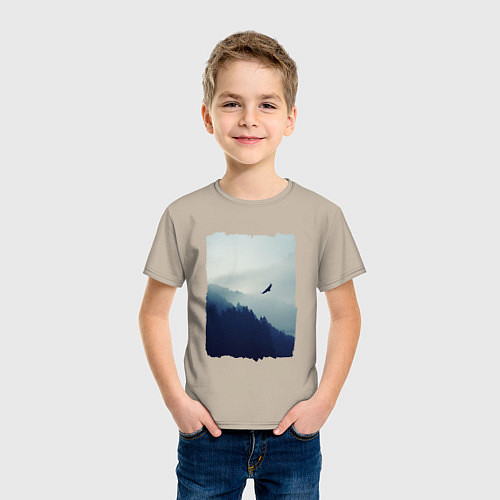 Детская футболка ОРЁЛ НАД ЛЕСОМ EAGLE / Миндальный – фото 3