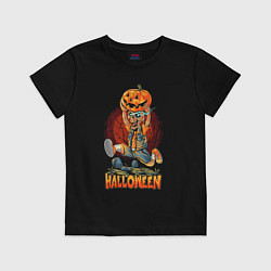 Футболка хлопковая детская Halloween, цвет: черный