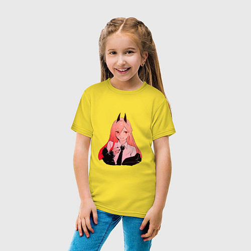 Детская футболка Милашка Пауэр из человек бензопила / Желтый – фото 4
