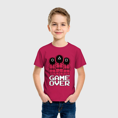 Детская футболка ИГРА В КАЛЬМАРА КОНЕЦ ИГРЫ SQUID GAME GAME OVER / Маджента – фото 3