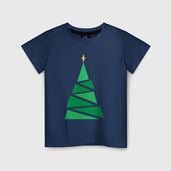 Футболка хлопковая детская Новогоднее дерево, цвет: тёмно-синий