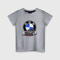 Футболка хлопковая детская БМВ Е92 BMW E92, цвет: меланж