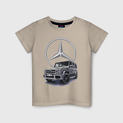 Футболка хлопковая детская Mercedes Gelendwagen G63 AMG G-class G400d, цвет: миндальный