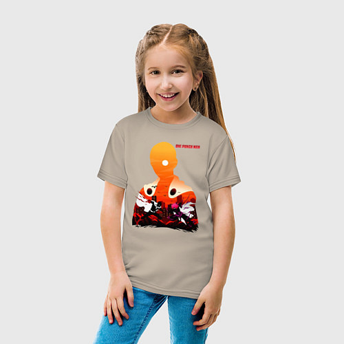 Детская футболка Бой Сайтама и Бороса One Punch-Man / Миндальный – фото 4