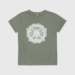 Футболка хлопковая детская Руны, топоры и шлем, цвет: авокадо
