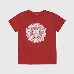 Футболка хлопковая детская Руны, топоры и шлем, цвет: красный