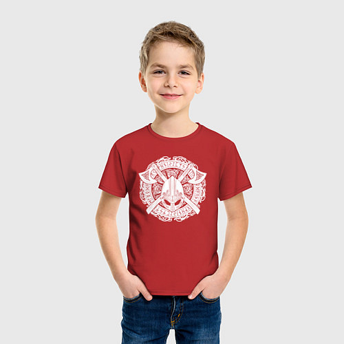 Детская футболка Руны, топоры и шлем / Красный – фото 3