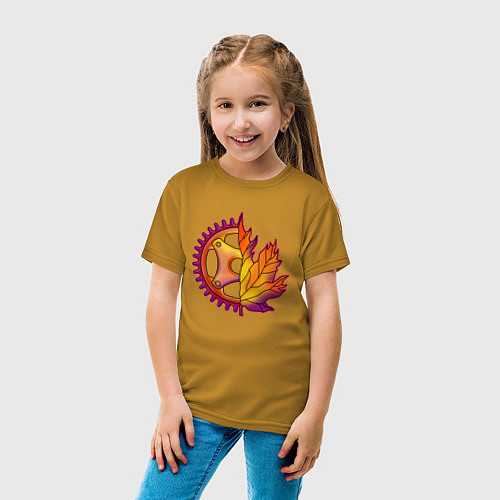 Детская футболка Autumn cycle style / Горчичный – фото 4