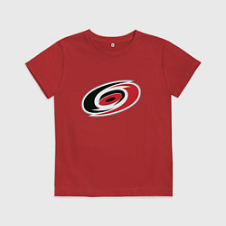 Футболка хлопковая детская Каролина Харрикейнз логотип, цвет: красный