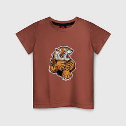Футболка хлопковая детская Tiger Man, цвет: кирпичный