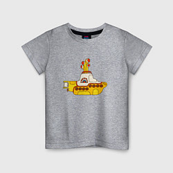 Футболка хлопковая детская The Beatles Yellow Submarine в дудл стиле, цвет: меланж
