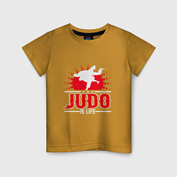 Футболка хлопковая детская Judo Life, цвет: горчичный