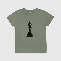 Футболка хлопковая детская Шахматная фигура Чёрный король, цвет: авокадо