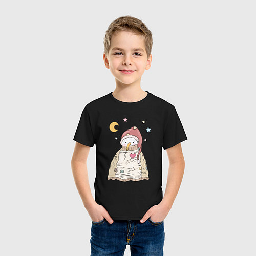 Детская футболка Снеговик в свитере / Черный – фото 3