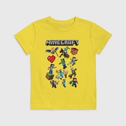 Футболка хлопковая детская МИР МАНКРАФТА, ГЕРОИ И МОНСТРЫ ИГРЫ, цвет: желтый