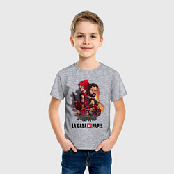 Футболка хлопковая детская Бумажный дом экспозиция персонажей, цвет: меланж — фото 2