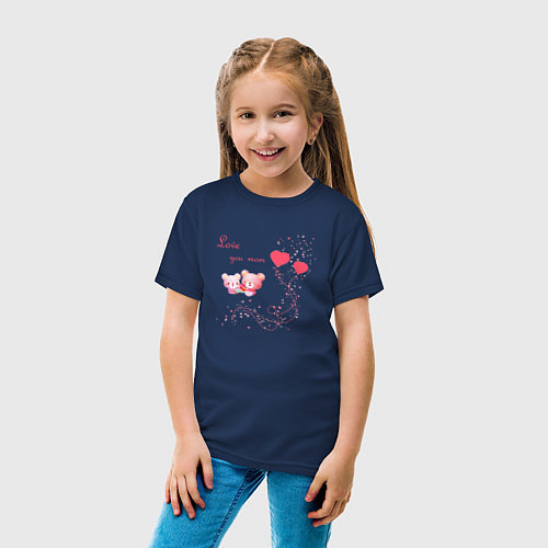 Детская футболка Love you, mom for girls / Тёмно-синий – фото 4