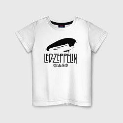 Футболка хлопковая детская Дирижабль Led Zeppelin с лого участников, цвет: белый