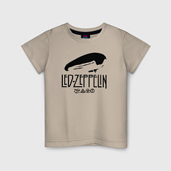 Футболка хлопковая детская Дирижабль Led Zeppelin с лого участников, цвет: миндальный