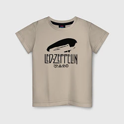 Футболка хлопковая детская Дирижабль Led Zeppelin с лого участников, цвет: миндальный