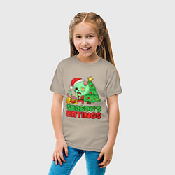 Футболка хлопковая детская Christmas Zombie, цвет: миндальный — фото 2