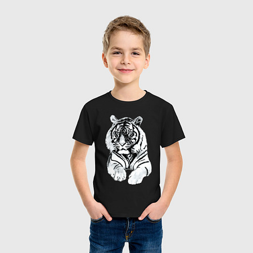 Детская футболка Тигр белый / Черный – фото 3