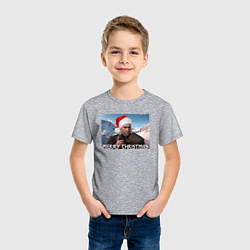 Футболка хлопковая детская Ведьмак merry christmas, цвет: меланж — фото 2