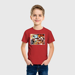 Футболка хлопковая детская Хината влзлетает отрывок манги волейбол, цвет: красный — фото 2