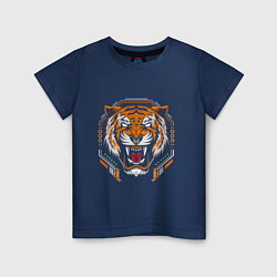 Футболка хлопковая детская Tiger, цвет: тёмно-синий