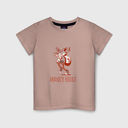 Футболка хлопковая детская Money Heist Wolf, цвет: пыльно-розовый