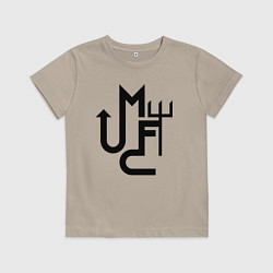 Футболка хлопковая детская Манчестер Юнайтед минимализм, цвет: миндальный