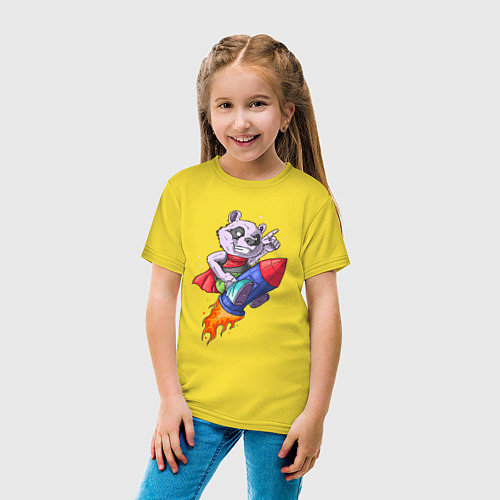 Детская футболка СуперКосмоПанда / Желтый – фото 4