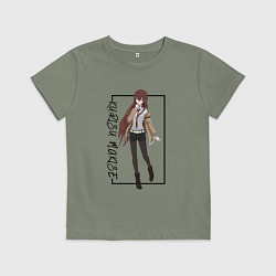 Футболка хлопковая детская Курису Макисэ Врата Штейна, цвет: авокадо