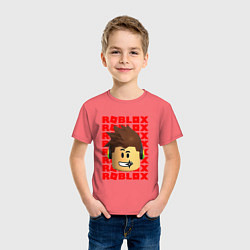 Футболка хлопковая детская ROBLOX RED LOGO LEGO FACE, цвет: коралловый — фото 2