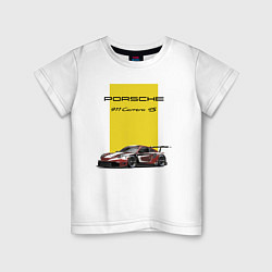 Футболка хлопковая детская Porsche Carrera 4S Motorsport, цвет: белый