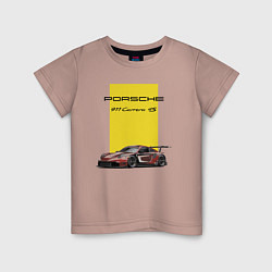 Футболка хлопковая детская Porsche Carrera 4S Motorsport, цвет: пыльно-розовый