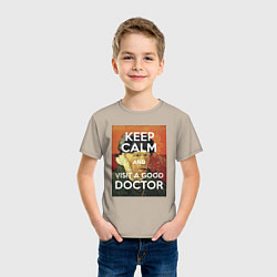 Футболка хлопковая детская Успокойся и сходи к хорошему доктору!, цвет: миндальный — фото 2