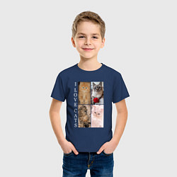 Футболка хлопковая детская I LOVE CATS Я ЛЮБЛЮ КОШЕК, цвет: тёмно-синий — фото 2