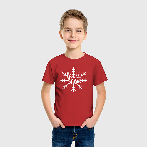 Детская футболка Snowflake Let it snow / Красный – фото 3