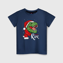 Футболка хлопковая детская T-rex Merry Roar, цвет: тёмно-синий