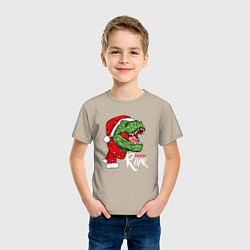 Футболка хлопковая детская T-rex Merry Roar, цвет: миндальный — фото 2
